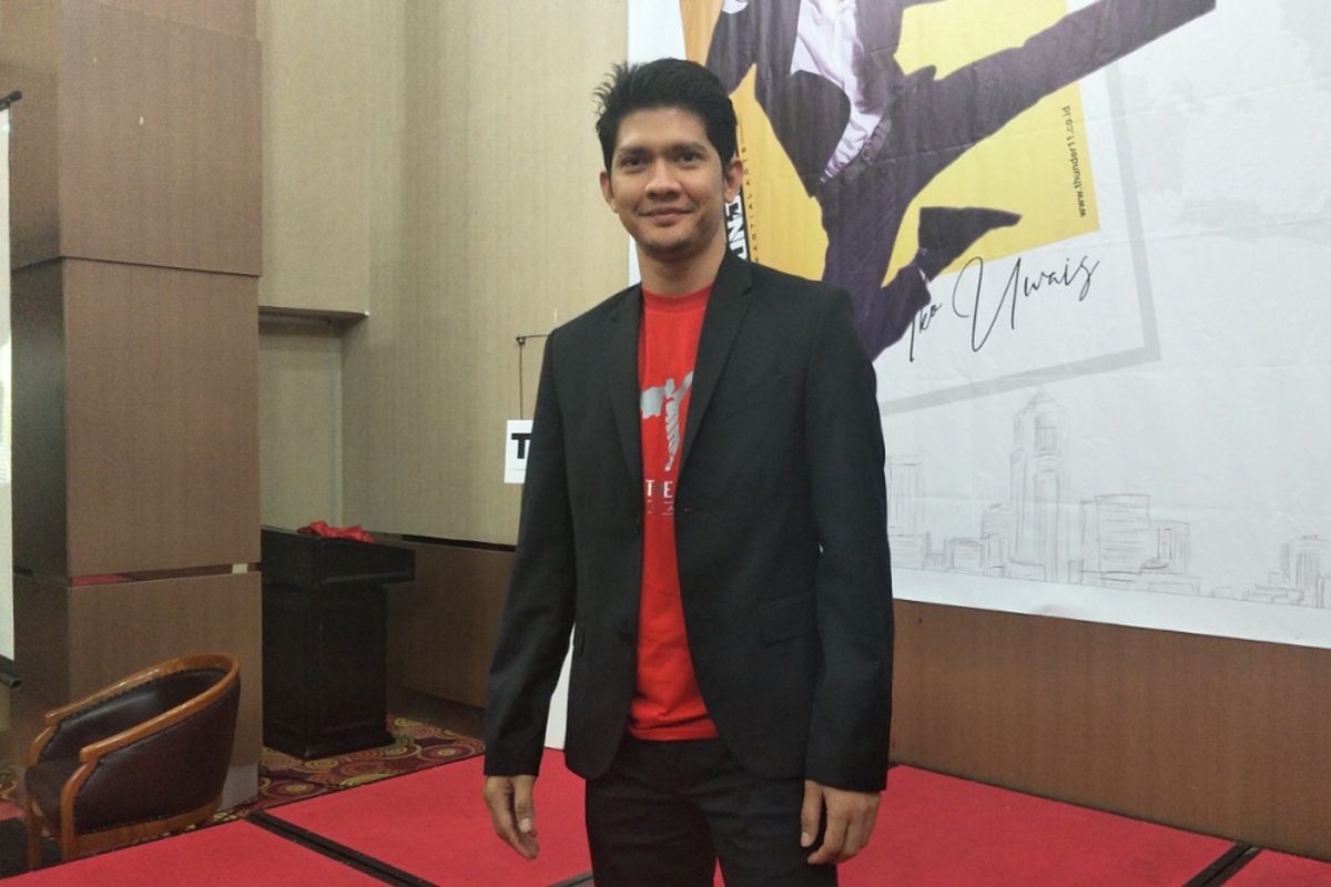 Iko Uwais dalam peluncuran sekolah bela dirinya, Thunder11, di Hotel Horison Ultima, Bekasi, Jawa Barat, Kamis (12/7/2018).