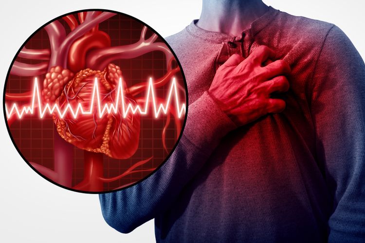 Ilustrasi nyeri dada gejala serangan jantung pada pria, gejala serangan jantung pada wanita