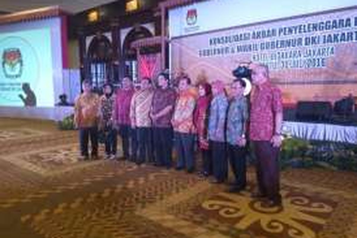Acara Konsolidasi Akbar Komisi Pemilihan Umum Daerah DKI Jakarta di Hotel Bidakara, Jakarta Selatan, Sabtu (30/3/2016).