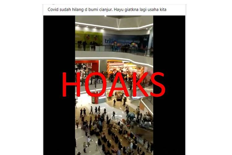 Tangkapan layar unggahan Facebook tentang hoaks Covid-19 sudah hilang dari Cianjur
