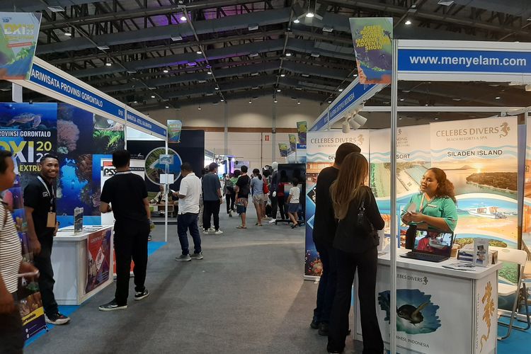 Suasana Pameran Deep and Extreme Indonesia 2023 di Jakarta Convention Center (JCC), Jakarta Pusat, Kamis (1/6/2023)