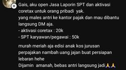 Jasa “Joki” SPT Coretax Tarif Mulai Rp 20.000 Marak di Threads, Ini Kata Ditjen Pajak