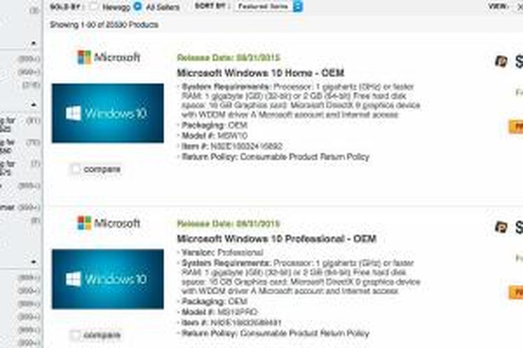 Waktu rilis dan harga Windows 10 yang dibeberkan oleh Newegg