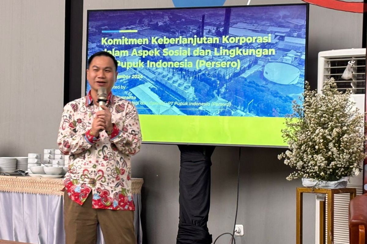 Vice President Sinerji Teknologi dan Operasi PT Pupuk Indonesia, William Kusnanto, dalam seminar Pra-Munas Kagama XIV bertema ?Komitmen Keberlanjutan Korporasi dalam Aspek Sosial dan Lingkungan? di Jakarta, Sabtu (9/11/2024).