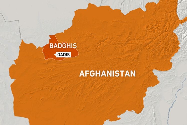 Peta distrik Qadis di provinsi Badghis, Afghanistan barat.