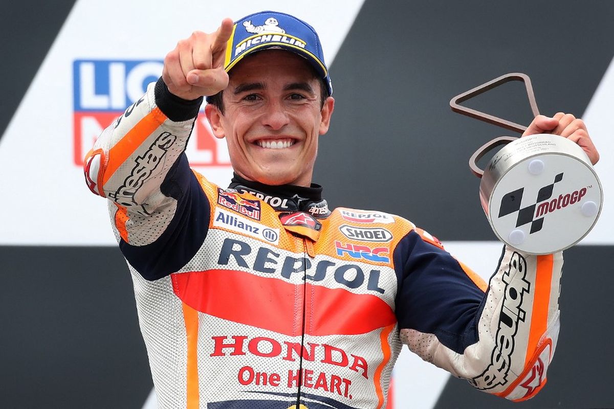 Marc Marquez menjadi pemenang MotoGP Jerman 2021 yang digelar di Sachsenring, Minggu (20/6/2021) malam WIB.