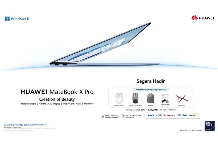 Pelanggan yang membeli HUAWEI MateBook X Pro selama periode pre-order bisa mendapatkan berbagai penawaran menarik.