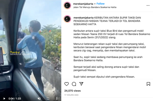 Viral, Video Sopir Taksi Adu Pukul dengan Pengemudi Mobil di Tol Soekarno-Hatta