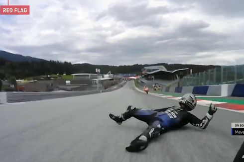 VIDEO - Maverick Vinales Lompat dari Motornya di Kecepatan 230 Km/Jam