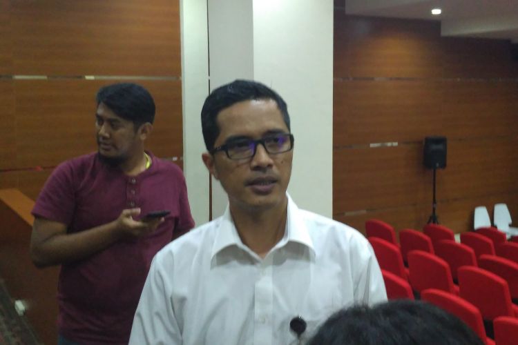 Juru Bicara KPK Febri Diansyah di gedung KPK, Jakarta, Senin (20/3/2017).