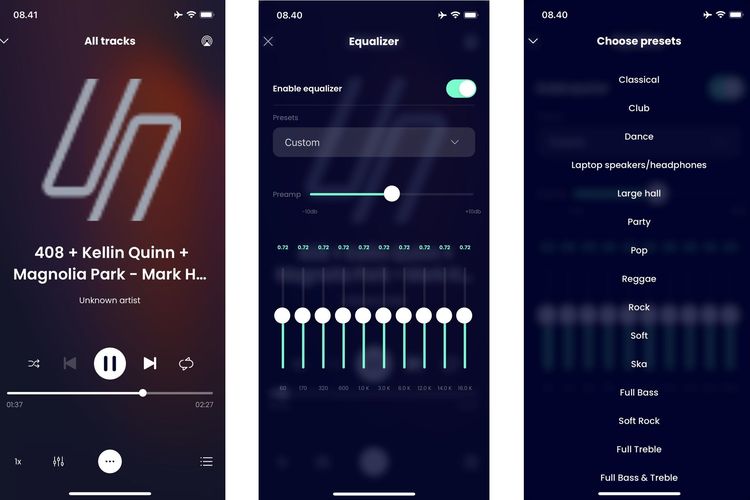 Tampilan fitur Equalizer di Winamp buat mengatur tone audio yang ingin didengarkan dari musik yang diputar.