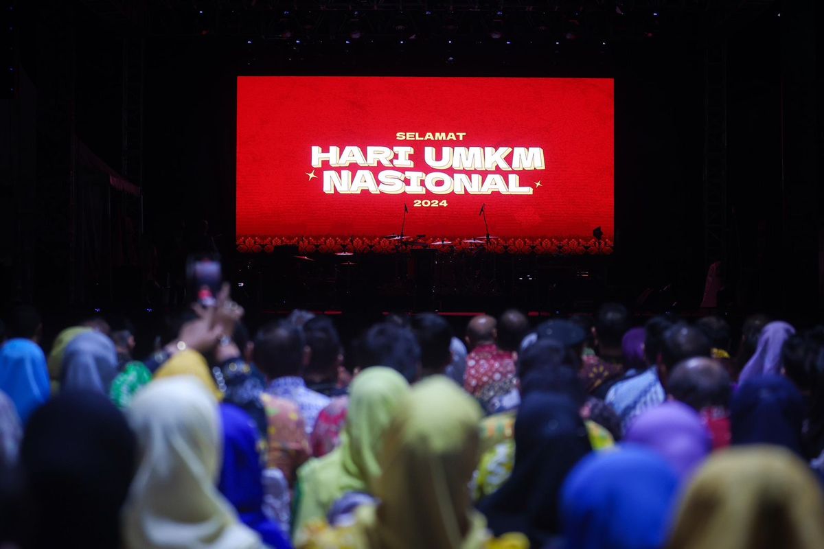 Acara Puncak Hari UMKM Nasional 2024 yang mengangkat tema ‘UMKM Maju Berkelanjutan Menuju Indonesia Emas,’ di Palembang, Sumatera Selatan, Kamis (5/9/2024).