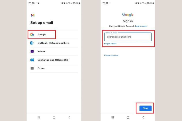 Cara menambahkan akun Gmail di ponsel Android