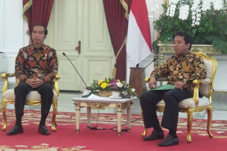 Presiden Joko Widodo dan Ketua Umum PPP Romahurmuziy di Istana Merdeka Jakarta Selasa (22/11/2016).