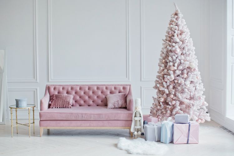ilustrasi dekorasi Natal berwarna pink