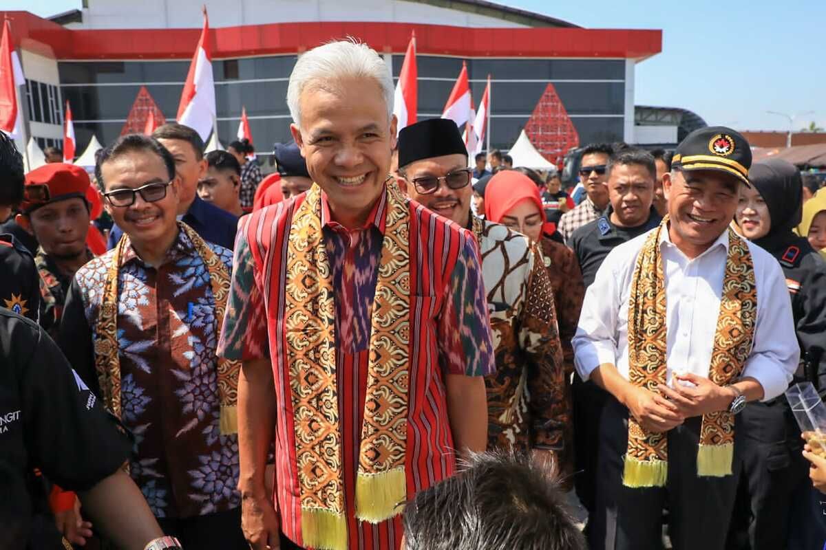 Gubernur Jateng Ganjar Pranowo saat menghadiri Tausiyah Kebangsaan Gerakan Semesta Mencegah Stunting di Gedung Serba Guna Dewi Sri, Purwodadi, Kabupaten Grobogan, Selasa (23/5/2023).