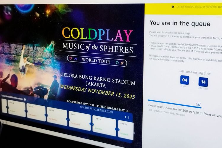 Ilustrasi cara beli tiket konser Coldplay di Jakarta 19 Mei 2023