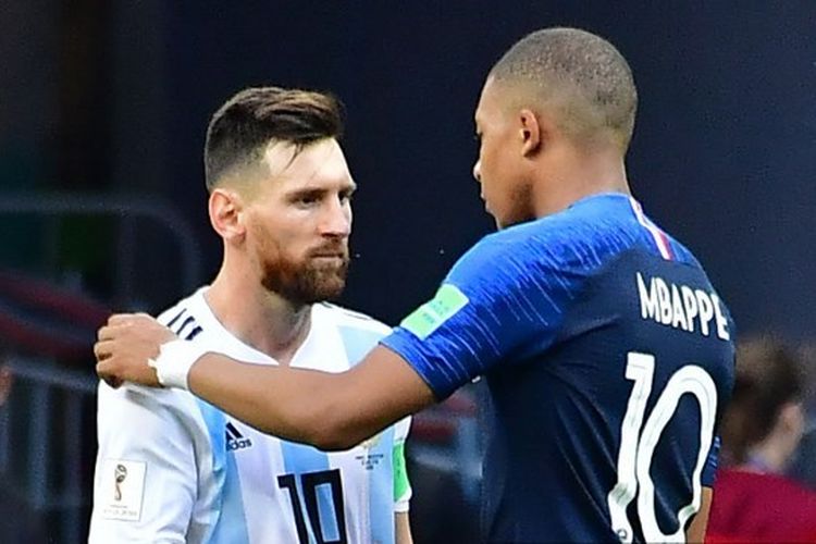 Kylian Mbappe dan Lionel Messi kala keduanya bertemu di babak 16 besar Piala Dunia Rusia 2018