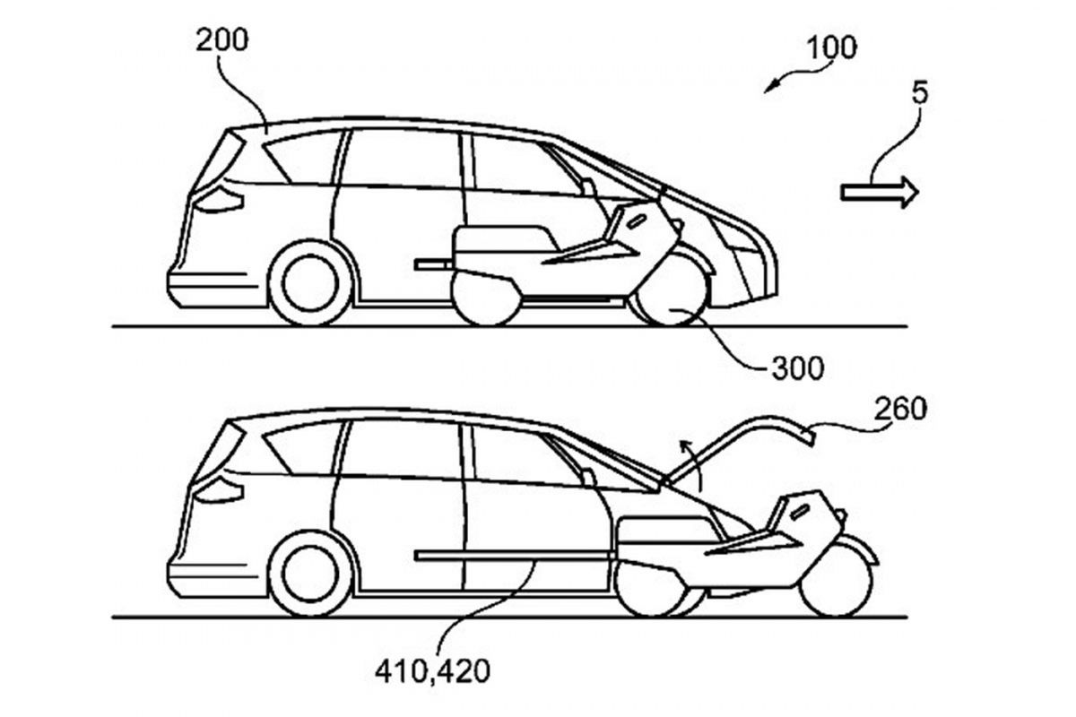 Ford patenkan mobil yang terintegerasi dengan sepeda motor listrik.