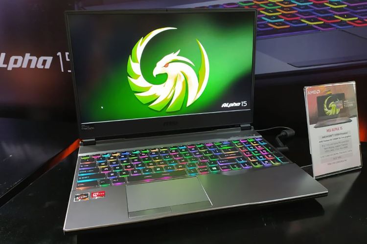 Laptop MSI Alpha 13 A3DD dengan RGB backlight per tombol.