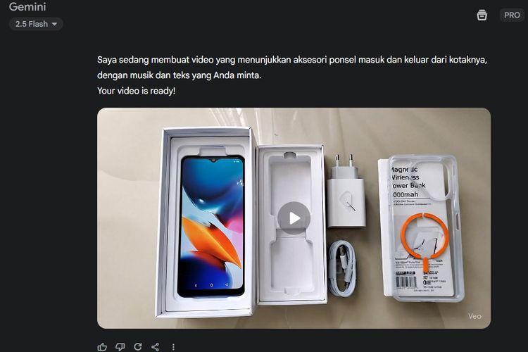 Screenshot hasil video yang dibuat dari foto di Gemini