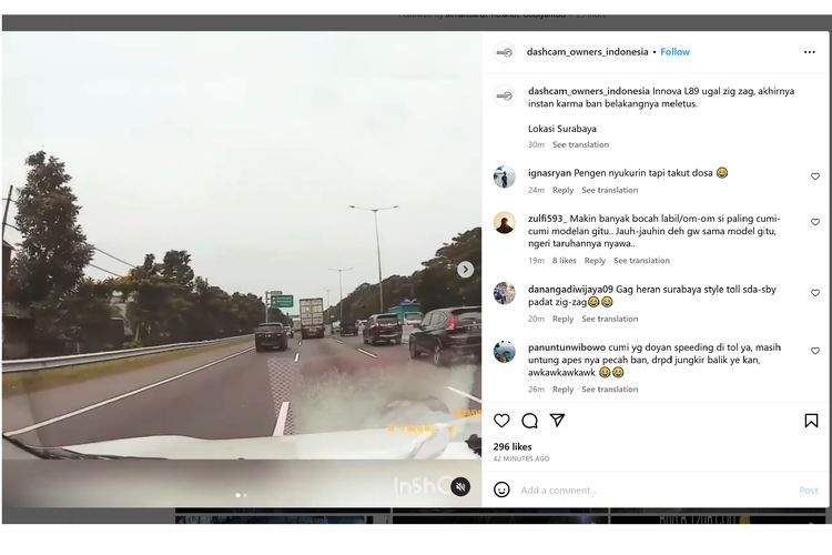 Video viral di media sosial memperlihatkan Toyota Innova yang ugal-ugalan di jalan tol. 