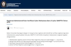 Cara dan Jadwal Lengkap Registrasi Mahasiswa Baru Undip Jalur SBMPTN 2019