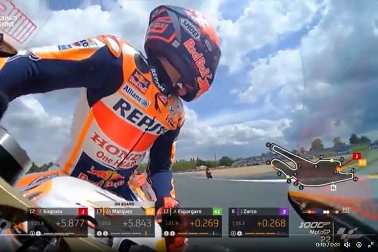 Momen Marc Marquez terlihat seperti sedang kucing-kucingan dengan Francesco Bagnaia