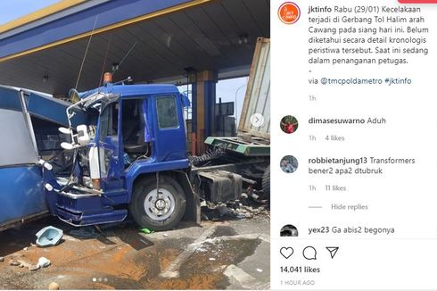 Rem Blong, Truk Kontainer Tabrak Gardu Tol Halim