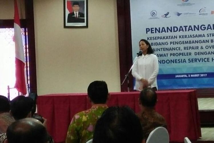 Menteri Badan Usaha Milik Negara (BUMN) Rini Soemarno di Kementerian BUMN, Jakarta, Kamis (2/3/2017).