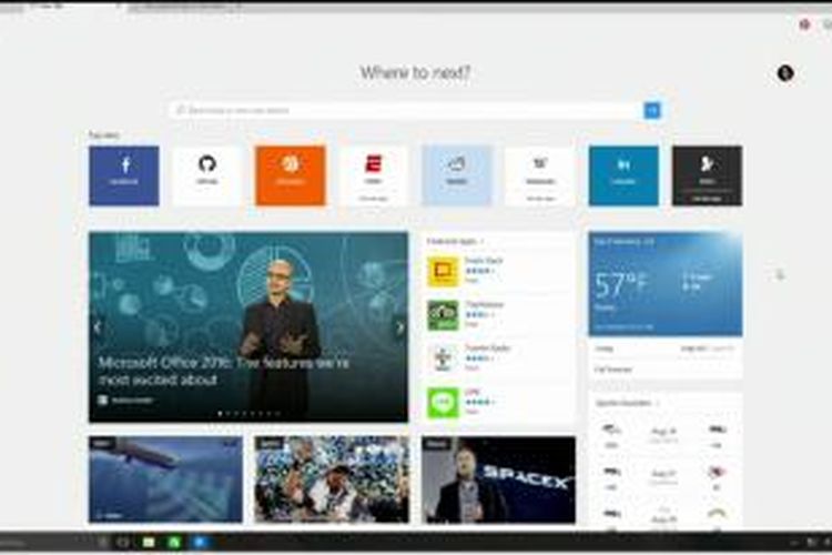 Tampilan browser Edge di Windows 10