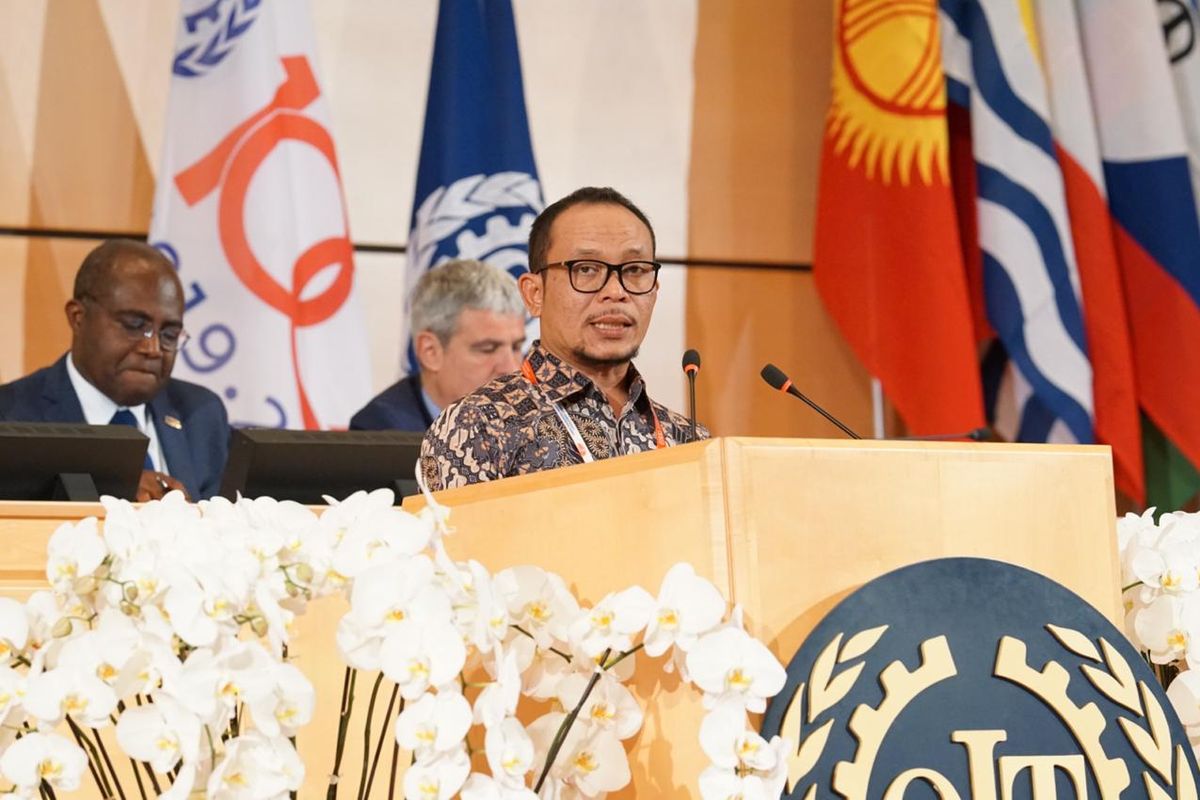 Menteri Ketenagakerjaan M. Hanif Dhakiri dalam konferensi Perburuhan Internasional/International Labour Conference (ILC) yang berlangsung di Jenewa, Swiss mulai 10 hingga 21 Juni 2019.-