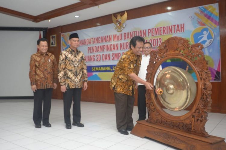 Mendikbud Muhadjir Effendy pada pelatihan dan pendampingan penerapan Kurikulum 2013 di Lembaga Penjaminan Mutu Pendidikan (LPMP) Provinsi Jawa Tengah, Kamis (28/6/2018). 
