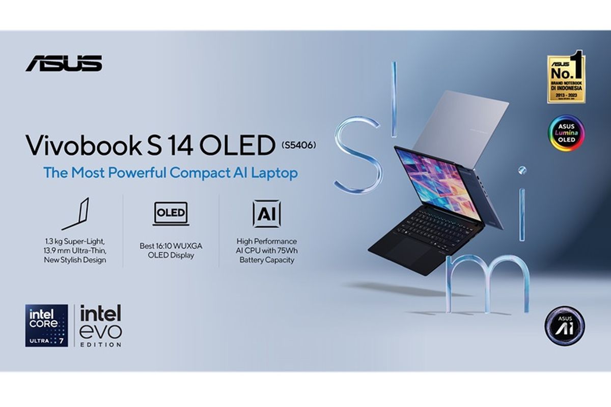 ASUS Vivobook S 14 OLED S5406 hadir dengan bobot sekitar 1,4 kg.