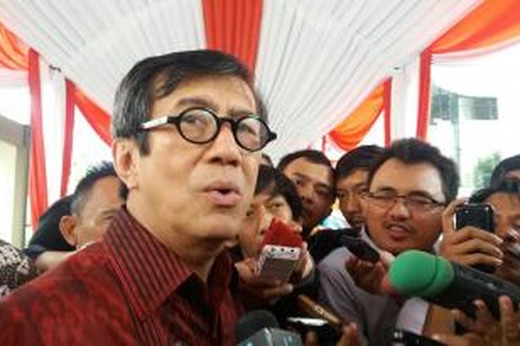 Menteri Hukum dan HAM, Yasonna Laoly usai peresmian gedung baru KPK di Jakarta, Selasa (29/12/2015)