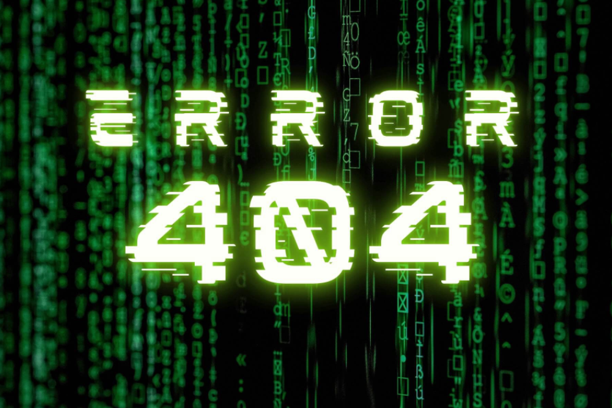 Ilustrasi kode eror 404 Not Found di internet.