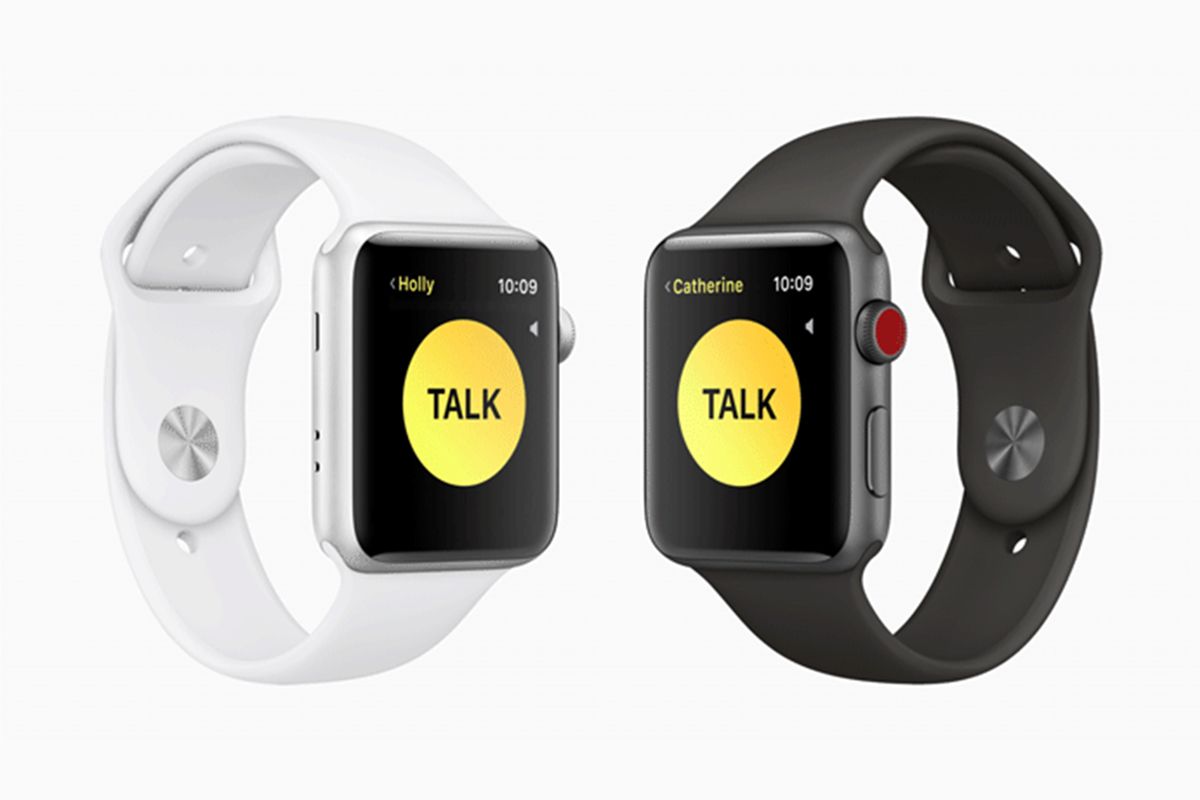 Ilustrasi fitur Walkie-Talkie di Apple Watch.