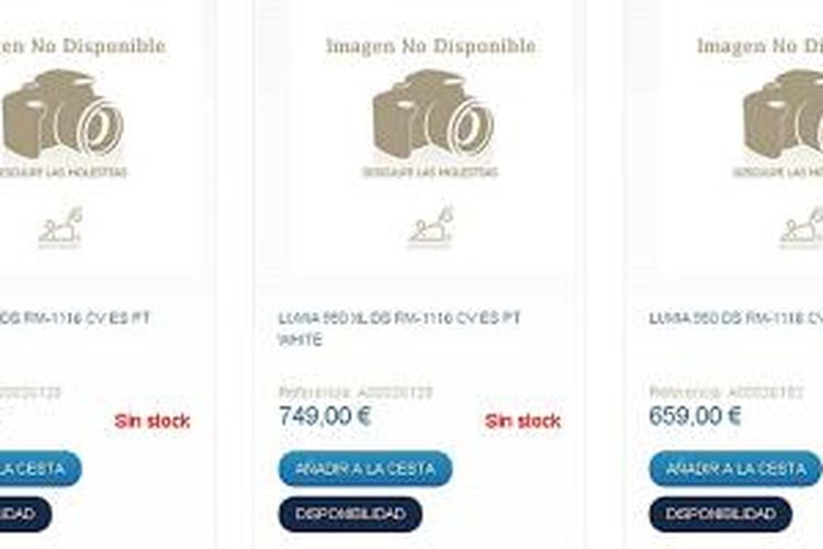 Bocoran harga Lumia Windows 10 Microsoft di situs e-commerce Spanyol.