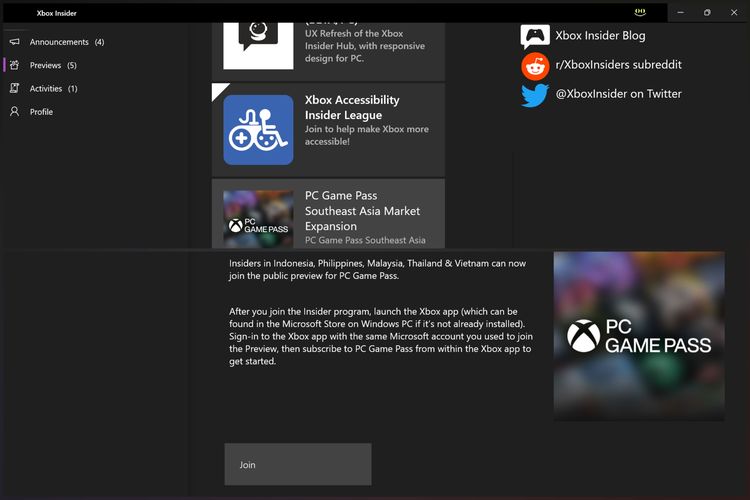 Cara bergabung di program Xbox Insider untuk menjajal Xbox PC Game Pass.