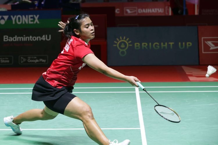 Pebulu tangkis tunggal putri Indonesia, Gregoria Mariska Tunjung. Terkini, Gregoria sedang berjuang di turnamen Spain Masters 2023.