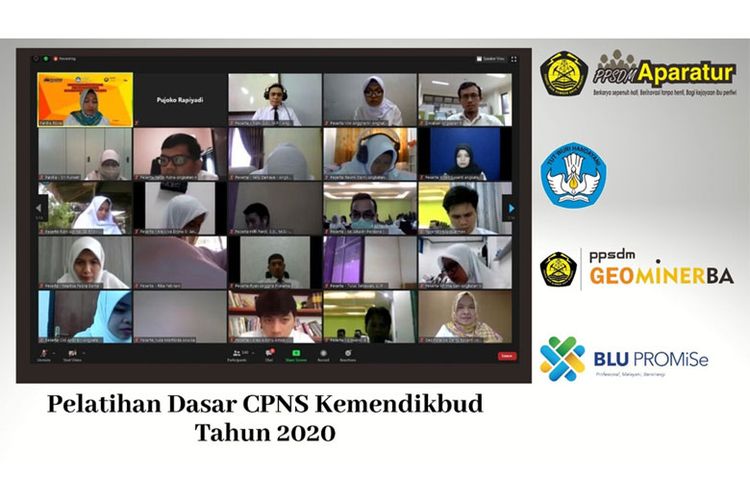 Pelatihan Dasar CPNS Kemendikbud Tahun 2020, Senin (10/8/2020) dilakukan secara virtual. (DOK. BPSDM Kementerian ESDM)