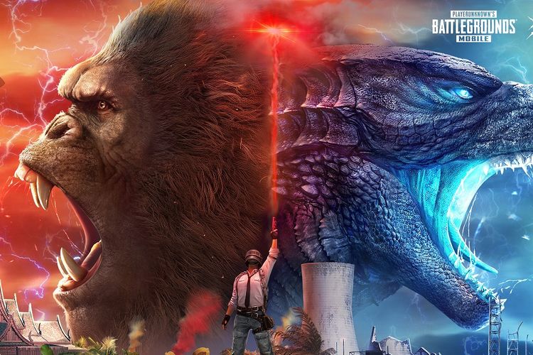 Ilustrasi Godzilla Vs Kong dalam PUBG Mobile.