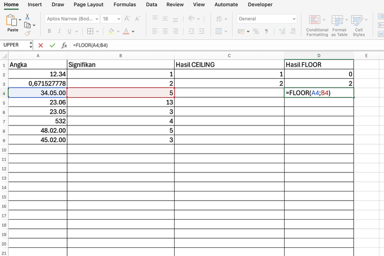 Cara Pakai Rumus CEILING dan FLOOR di Microsoft Excel