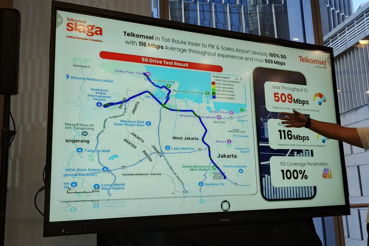 Hasil drive test jaringan 5G Telkomsel di Jabotabek.