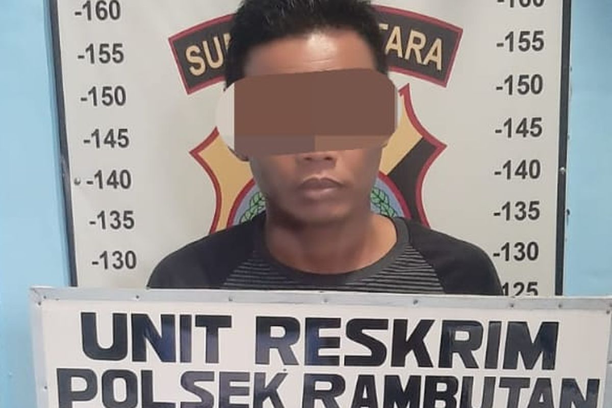 Polisi menangkap pria bernama Anto di Kota Tebing Tinggi karena membacok kepala bosnya menggunakan parang, Selasa (7/11/2023)