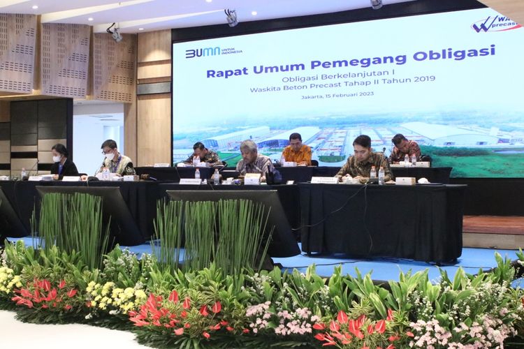 Rapat Umum Pemegang Obligasi (RUPI) yang digelar PT Waskita Beton Precast Tbk (WSBP) di Gedung Waskita Rajawali Tower, Jakarta, Rabu (15/2/2023). 