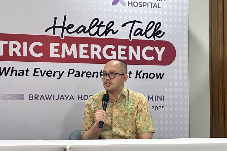 Dokter Spesialis Anak dr. Rizky Amrullah Nasution, Sp.A dalam Health Talk Pediatric Emergency di Brawijaya Hospital Taman Mini, Jakarta Timur, Selasa (28/10/2025).