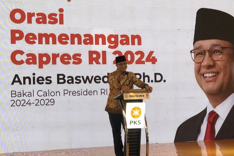 Mantan Gubernur DKI Jakarta Anies Baswedan di acara Konsolidasi Nasional Fraksi Partai Keadilan Sejahtera (PKS) dan Pimpinan DPRD se Indonesia di kawasan Tanah Abang, Jakarta, Selasa (30/5/2023) malam. 