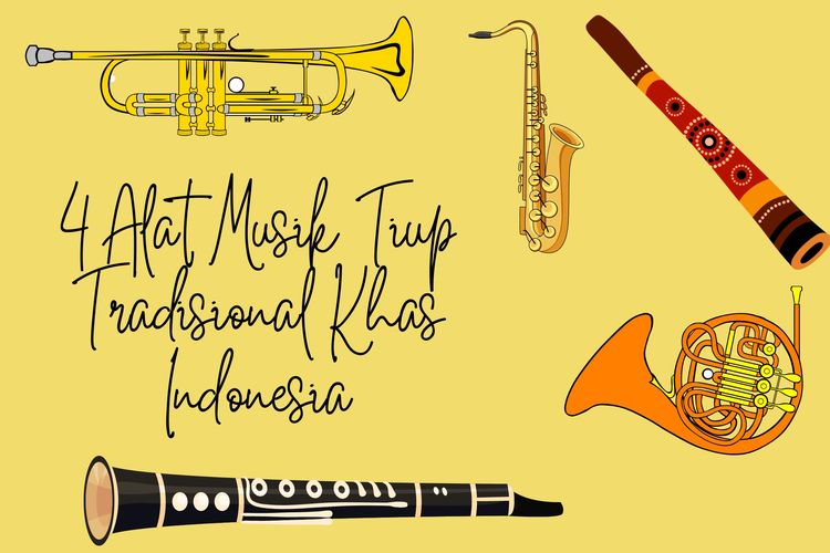 Ilustrasi alat musik tiup khas Indonesia