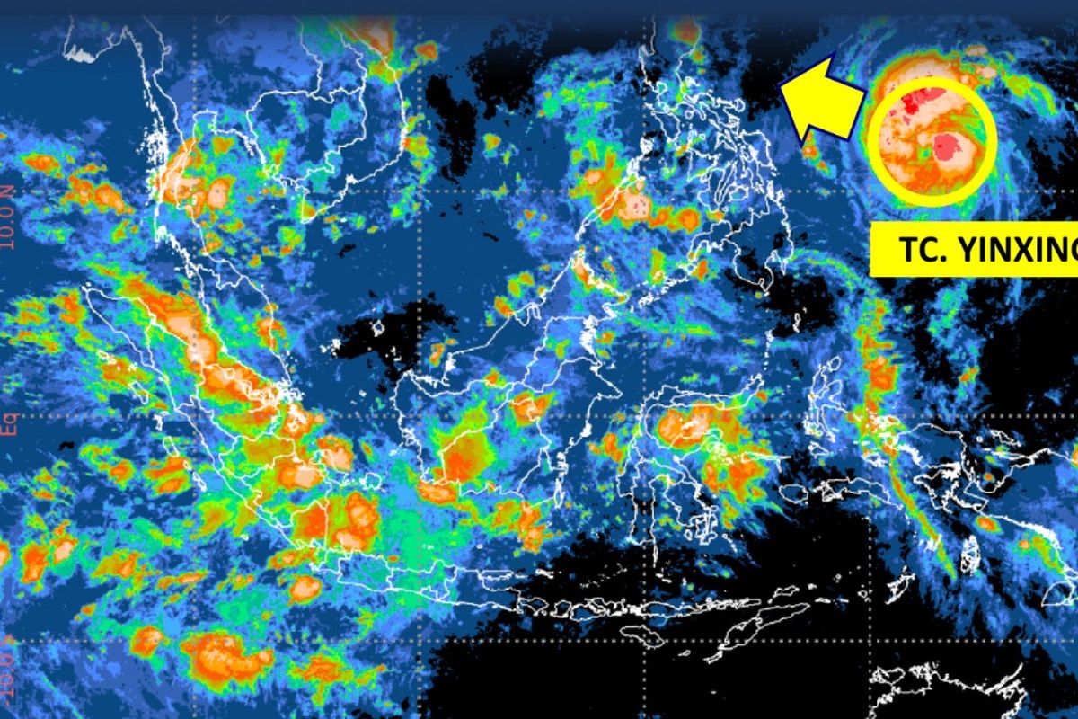 BMKG mendeteksi keberadaan siklon tropis Yinxing, Senin (4/11/2024). Dampak siklon tropis Yinxing bagi Indonesia.